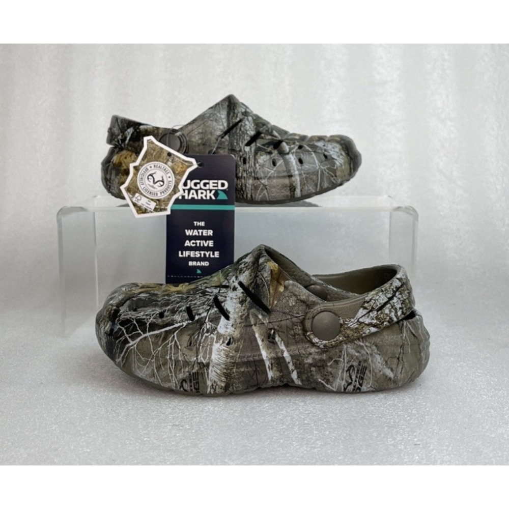 Rugged Shark Camo Real Tree Edge Eva Clogs Lightweight Slip on Boys Size 7 NEW